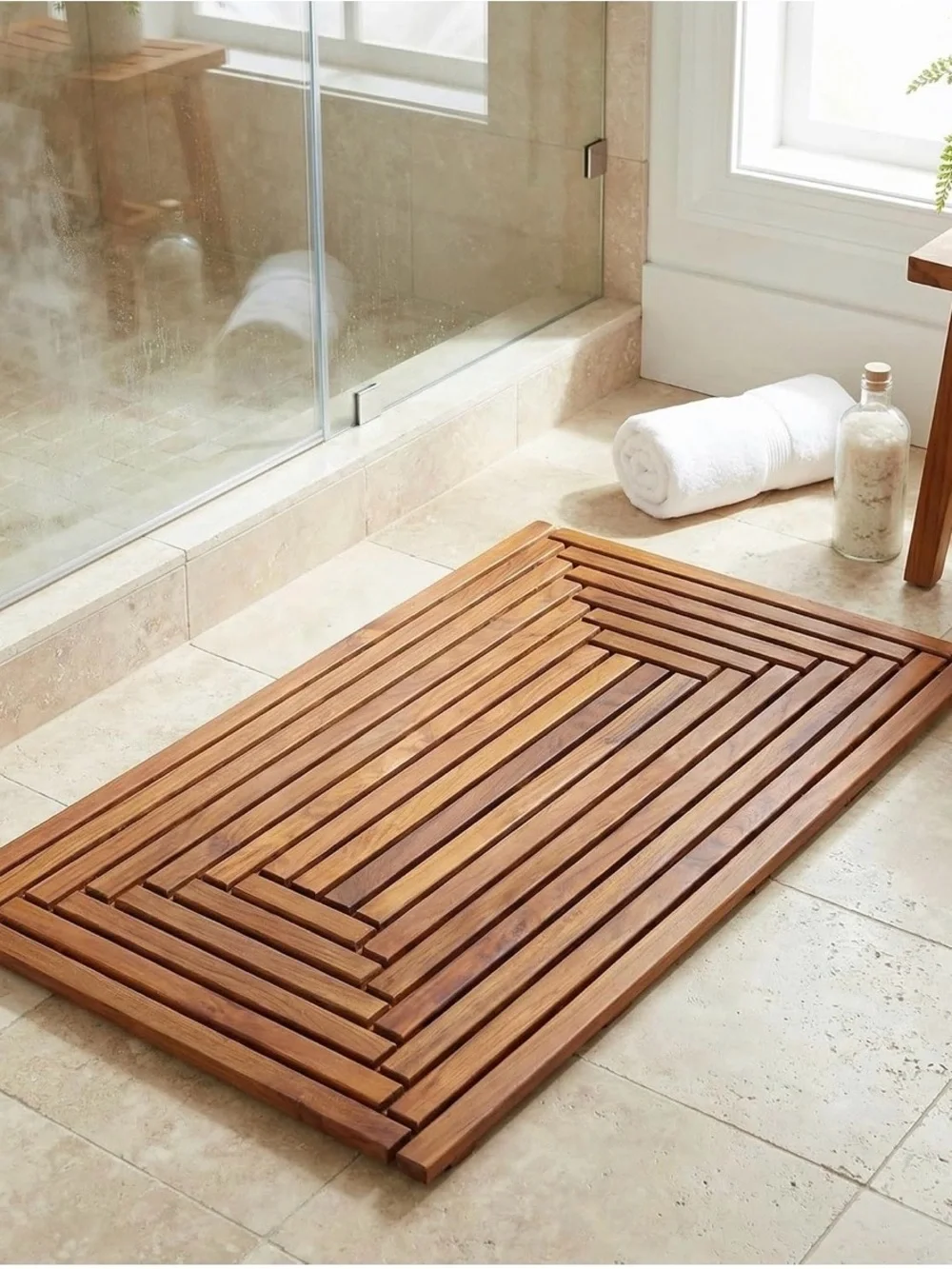 Bare Decor Giza Shower, Spa, Door Mat In Solid Teak Wood, 36